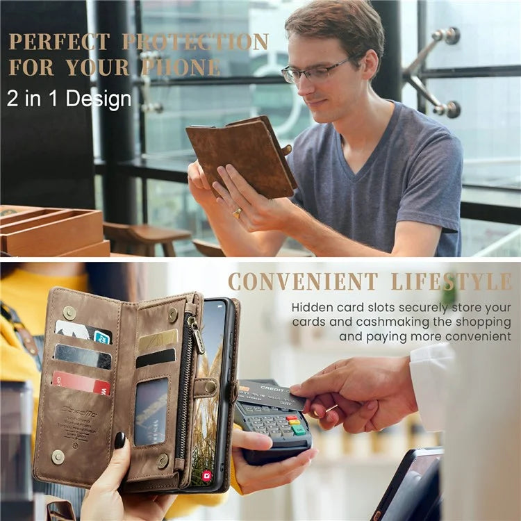 CASEME 008 Series for Samsung Galaxy S24+ Case Detachable Leather Zipper Wallet Phone Cover