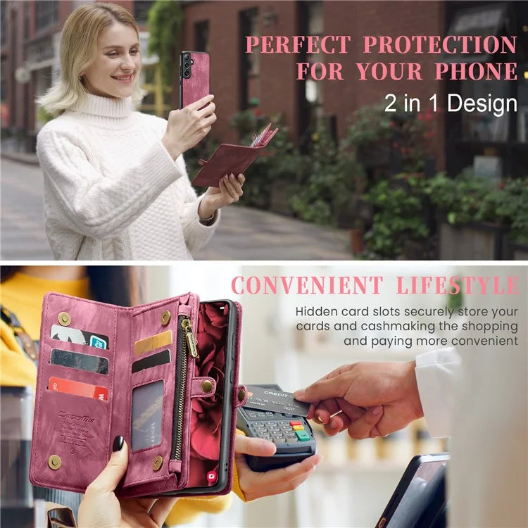 CASEME 008 Series for Samsung Galaxy S24+ Case Detachable Leather Zipper Wallet Phone Cover