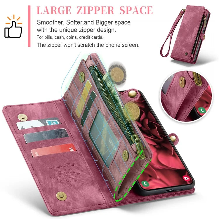 CASEME 008 Series for Samsung Galaxy S24+ Case Detachable Leather Zipper Wallet Phone Cover