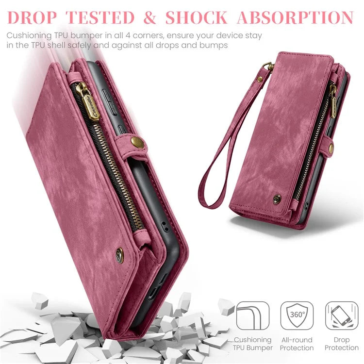 CASEME 008 Series for Samsung Galaxy S24+ Case Detachable Leather Zipper Wallet Phone Cover