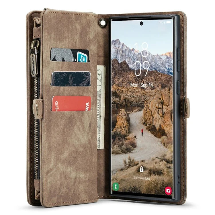 CASEME 008 Series for Samsung Galaxy S24 Ultra Leather Case Detachable Wallet Phone Cover