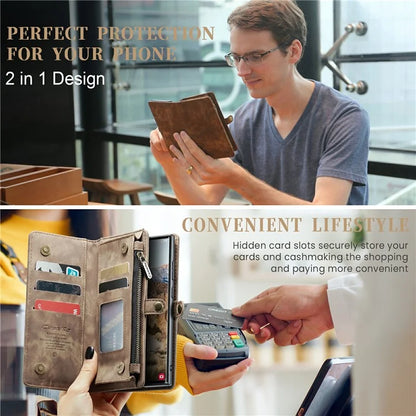CASEME 008 Series for Samsung Galaxy S24 Ultra Leather Case Detachable Wallet Phone Cover