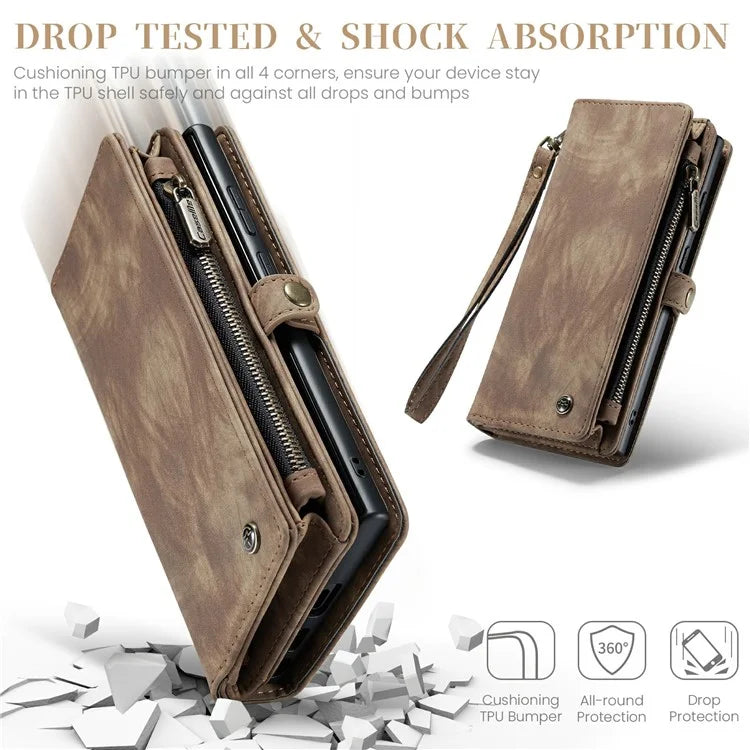 CASEME 008 Series for Samsung Galaxy S24 Ultra Leather Case Detachable Wallet Phone Cover