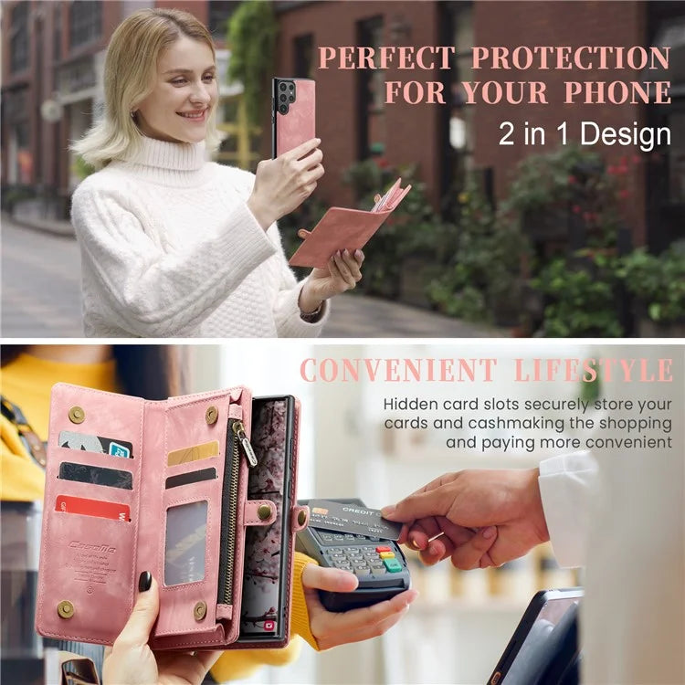 CASEME 008 Series for Samsung Galaxy S24 Ultra Leather Case Detachable Wallet Phone Cover