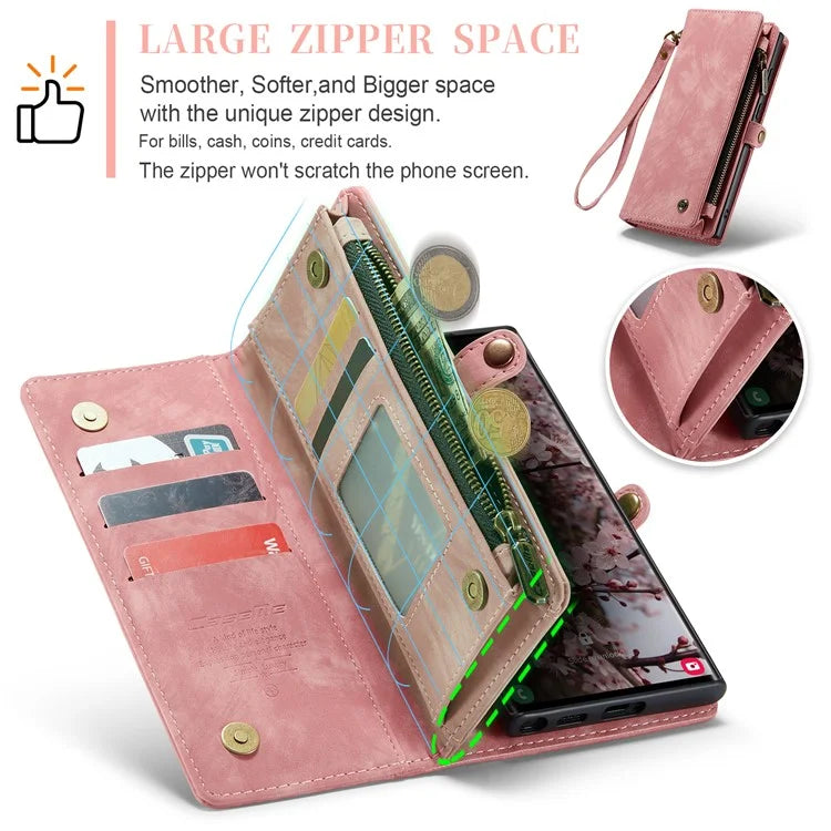 CASEME 008 Series for Samsung Galaxy S24 Ultra Leather Case Detachable Wallet Phone Cover