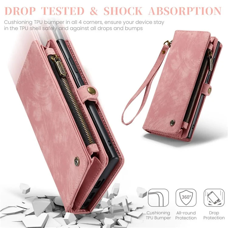 CASEME 008 Series for Samsung Galaxy S24 Ultra Leather Case Detachable Wallet Phone Cover