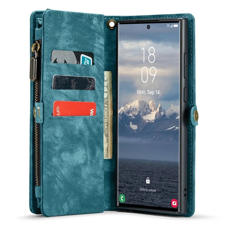 CASEME 008 Series for Samsung Galaxy S24 Ultra Leather Case Detachable Wallet Phone Cover