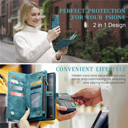 CASEME 008 Series for Samsung Galaxy S24 Ultra Leather Case Detachable Wallet Phone Cover