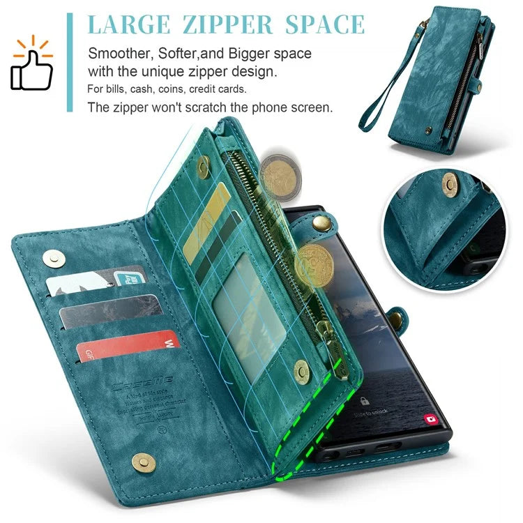 CASEME 008 Series for Samsung Galaxy S24 Ultra Leather Case Detachable Wallet Phone Cover