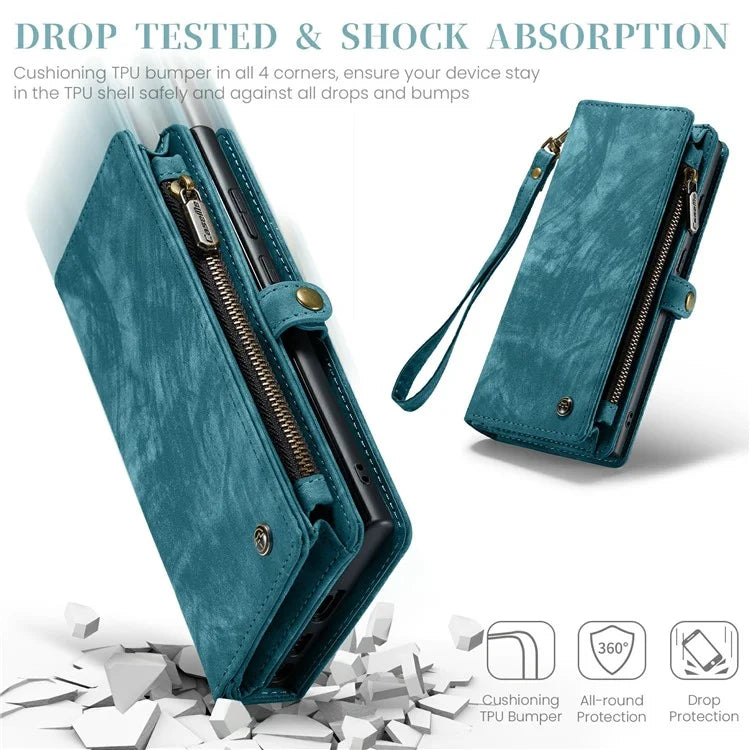 CASEME 008 Series for Samsung Galaxy S24 Ultra Leather Case Detachable Wallet Phone Cover