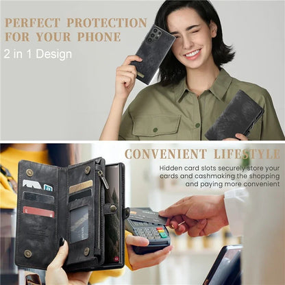 CASEME 008 Series for Samsung Galaxy S24 Ultra Leather Case Detachable Wallet Phone Cover