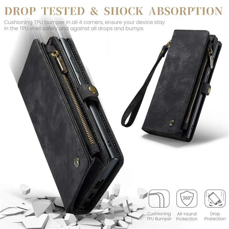 CASEME 008 Series for Samsung Galaxy S24 Ultra Leather Case Detachable Wallet Phone Cover