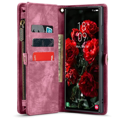 CASEME 008 Series for Samsung Galaxy S24 Ultra Leather Case Detachable Wallet Phone Cover