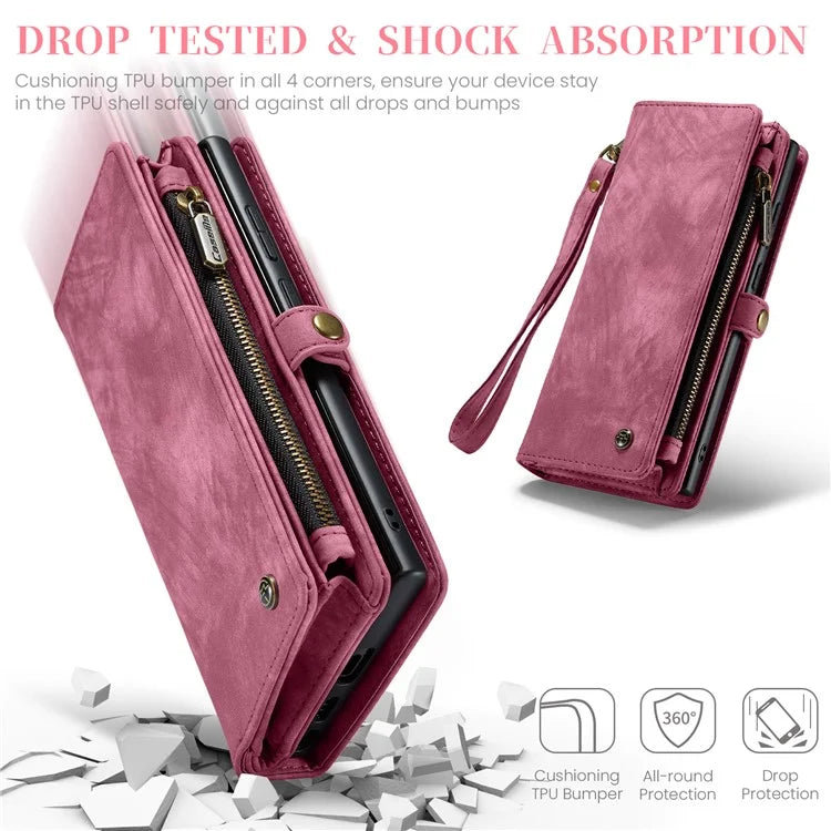 CASEME 008 Series for Samsung Galaxy S24 Ultra Leather Case Detachable Wallet Phone Cover