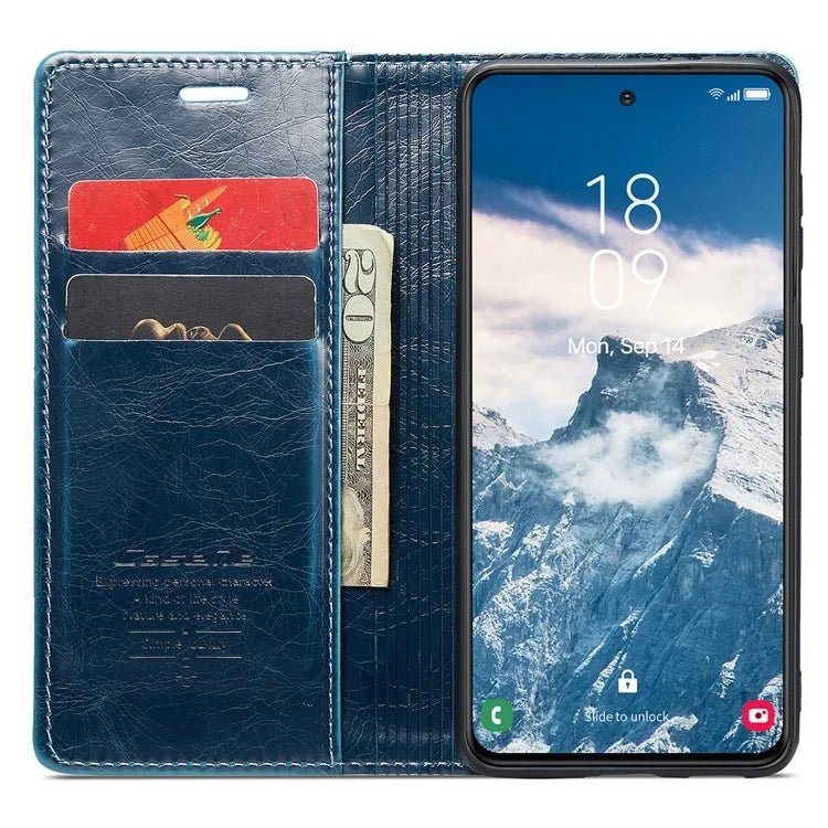 CASEME 003 Series For Samsung Galaxy S24+ Wallet Case Retro Waxy Crazy Horse Texture Cover
