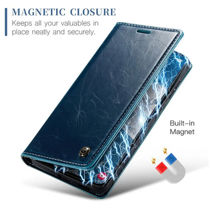 CASEME 003 Series For Samsung Galaxy S24+ Wallet Case Retro Waxy Crazy Horse Texture Cover