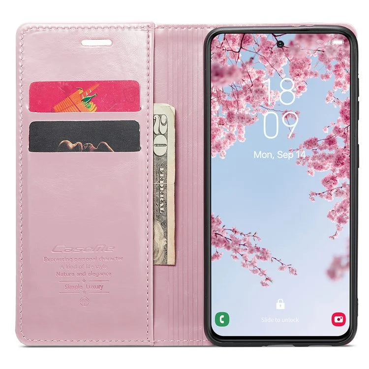 CASEME 003 Series For Samsung Galaxy S24+ Wallet Case Retro Waxy Crazy Horse Texture Cover