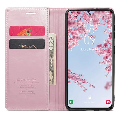 CASEME 003 Series For Samsung Galaxy S24+ Wallet Case Retro Waxy Crazy Horse Texture Cover