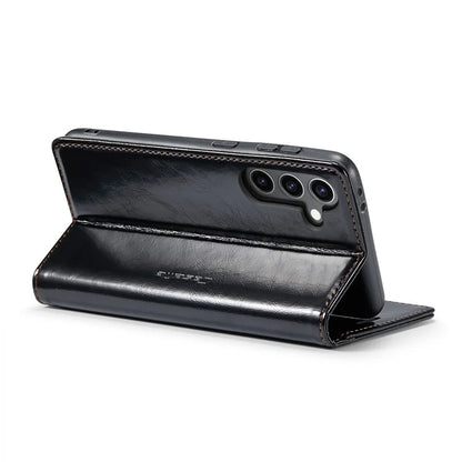 CASEME 003 Series For Samsung Galaxy S24+ Wallet Case Retro Waxy Crazy Horse Texture Cover