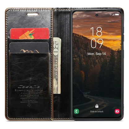 CASEME 003 Series For Samsung Galaxy S24+ Wallet Case Retro Waxy Crazy Horse Texture Cover