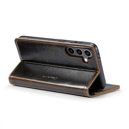 CASEME 003 Series For Samsung Galaxy S24+ Wallet Case Retro Waxy Crazy Horse Texture Cover