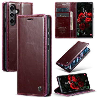 CASEME 003 Series For Samsung Galaxy S24+ Wallet Case Retro Waxy Crazy Horse Texture Cover