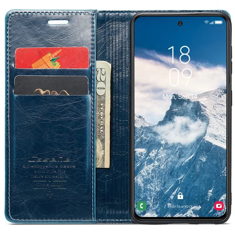 CASEME 003 Series For Samsung Galaxy S24 Case Waxy Crazy Horse Texture Phone Stand Cover