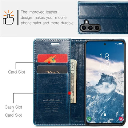 CASEME 003 Series For Samsung Galaxy S24 Case Waxy Crazy Horse Texture Phone Stand Cover