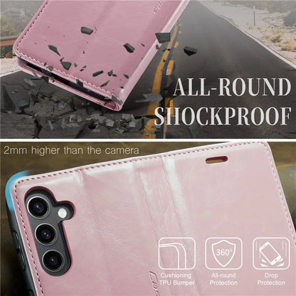 CASEME 003 Series For Samsung Galaxy S24 Case Waxy Crazy Horse Texture Phone Stand Cover
