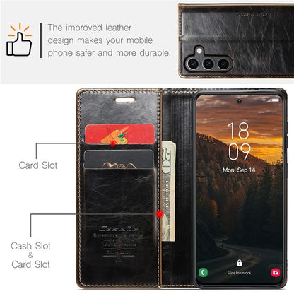 CASEME 003 Series For Samsung Galaxy S24 Case Waxy Crazy Horse Texture Phone Stand Cover