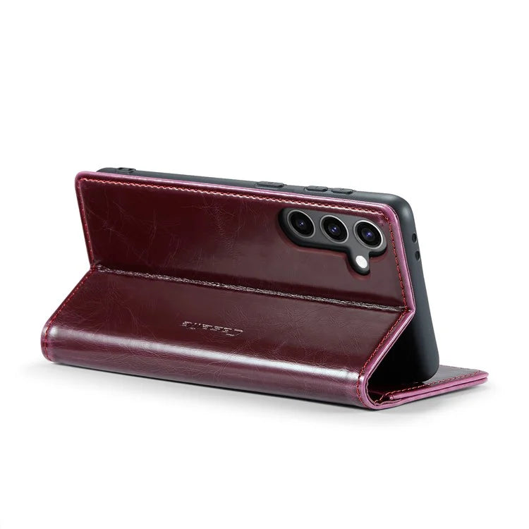 CASEME 003 Series For Samsung Galaxy S24 Case Waxy Crazy Horse Texture Phone Stand Cover