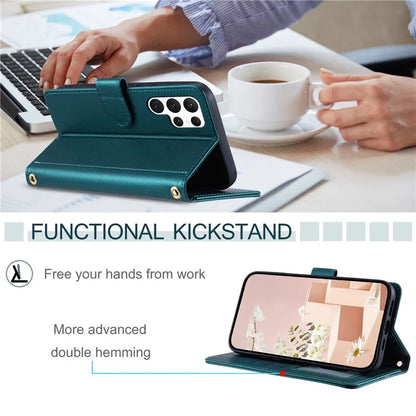 For Samsung Galaxy S23 Ultra Case Wallet Phone Cover with Shoulder Strap and Hand Strap