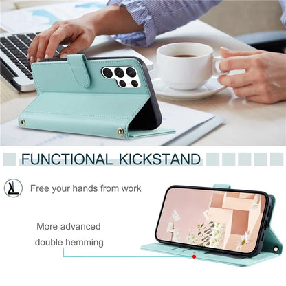 For Samsung Galaxy S23 Ultra Case Wallet Phone Cover with Shoulder Strap and Hand Strap