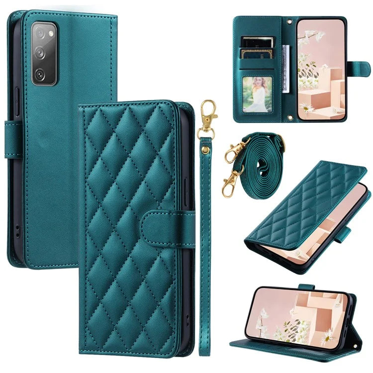 For Samsung Galaxy S20 FE / S20 FE 5G / S20 FE 2022 / S20 Lite Case Leather Wallet Cover with Straps