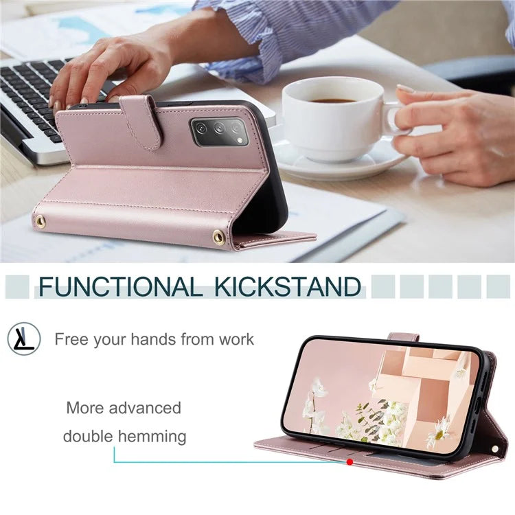 For Samsung Galaxy S20 FE / S20 FE 5G / S20 FE 2022 / S20 Lite Case Leather Wallet Cover with Straps