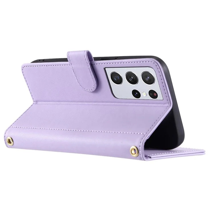 For Samsung Galaxy S21 Ultra 5G Wallet Case Leather Stand Cover Rhombus Grid