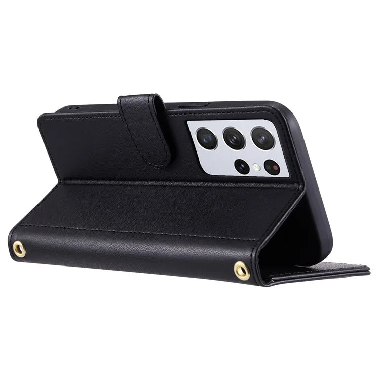 For Samsung Galaxy S21 Ultra 5G Wallet Case Leather Stand Cover Rhombus Grid