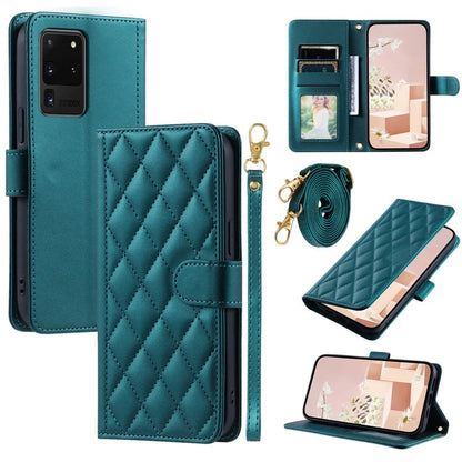 For Samsung Galaxy S20 Ultra Case Stand Flip Leather Phone Cover with 2 Straps
