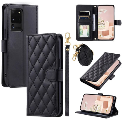 For Samsung Galaxy S20 Ultra Case Stand Flip Leather Phone Cover with 2 Straps