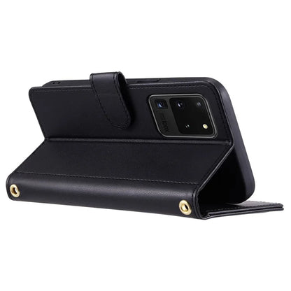 For Samsung Galaxy S20 Ultra Case Stand Flip Leather Phone Cover with 2 Straps