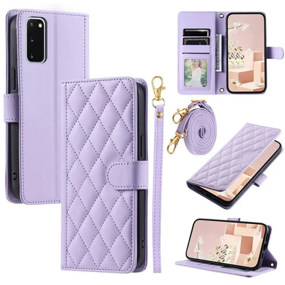 For Samsung Galaxy S20 4G / 5G Leather Case with Shoulder Strap Phone Wallet Cover