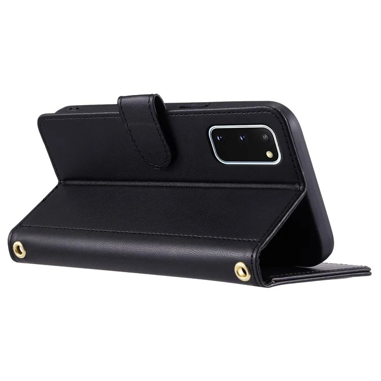 For Samsung Galaxy S20 4G / 5G Leather Case with Shoulder Strap Phone Wallet Cover