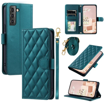 For Samsung Galaxy S21 4G / 5G Leather Case with Straps Wallet Stand Phone Cover