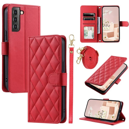 For Samsung Galaxy S21 FE 5G Case Rhombus Grid Leather Wallet Stand Phone Cover