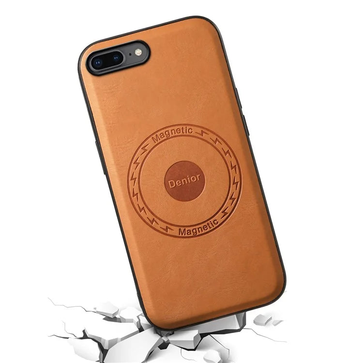 DENIOR For iPhone 7 Plus / 8 Plus Phone Case Compatible with MagSafe Cowhide Texture