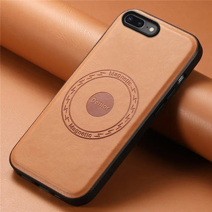 DENIOR For iPhone 7 Plus / 8 Plus Phone Case Compatible with MagSafe Cowhide Texture