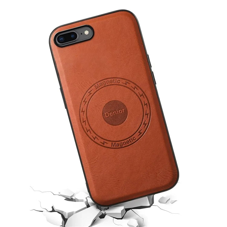 DENIOR For iPhone 7 Plus / 8 Plus Phone Case Compatible with MagSafe Cowhide Texture
