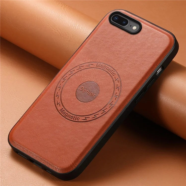 DENIOR For iPhone 7 Plus / 8 Plus Phone Case Compatible with MagSafe Cowhide Texture