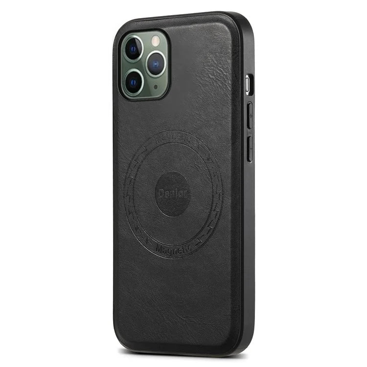 DENIOR For iPhone 11 Pro Magnetic Case PU Leather Non-Slip Grip Phone Back Cover