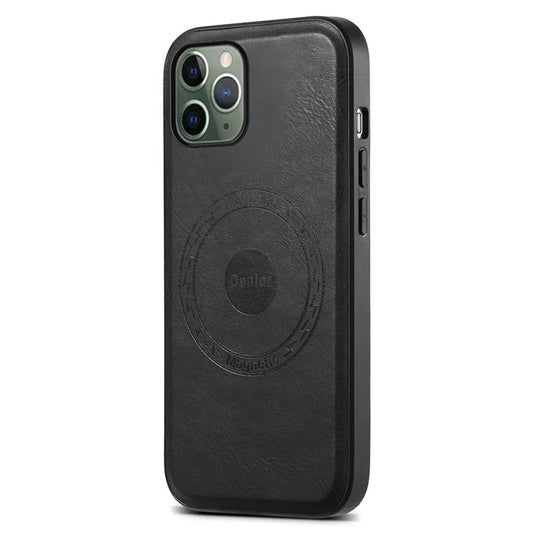 DENIOR For iPhone 11 Pro Magnetic Case PU Leather Non-Slip Grip Phone Back Cover